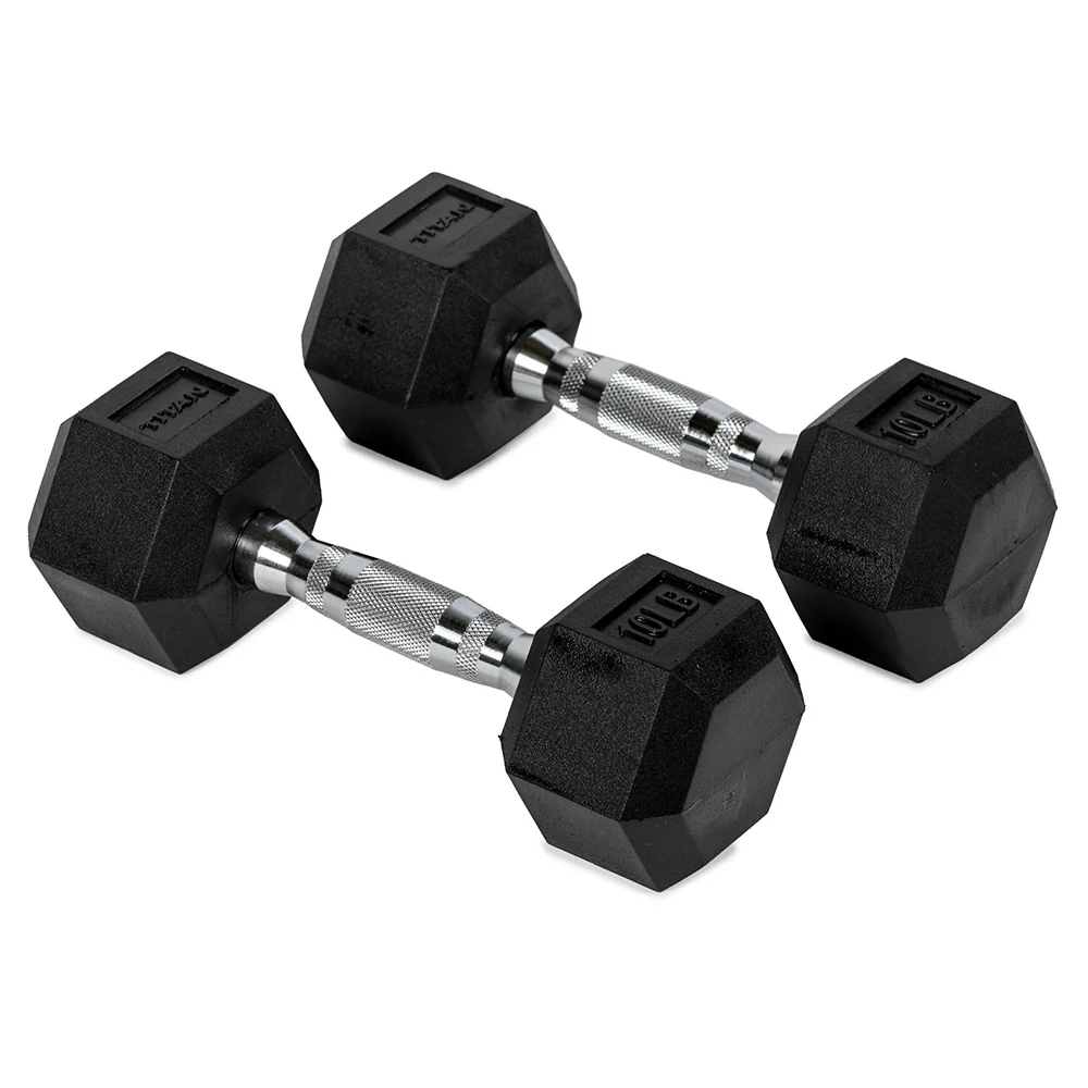 10 LB Rubber Hex Dumbbells