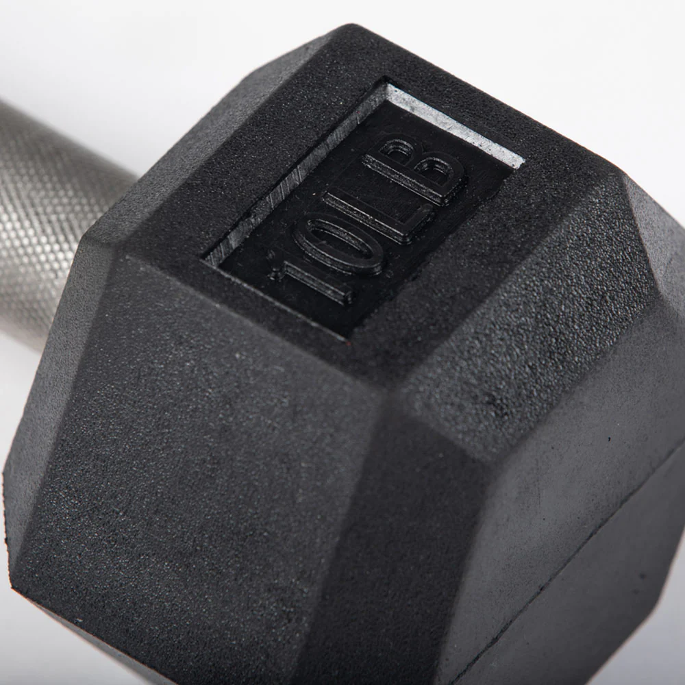 Scratch and Dent, 10 LB Straight Stainless Steel Hex Dumbbells - Image 3