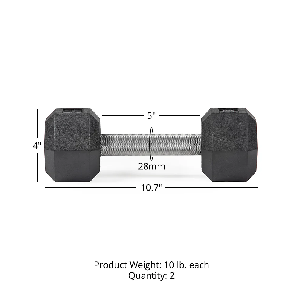 Scratch and Dent, 10 LB Straight Stainless Steel Hex Dumbbells - Image 6