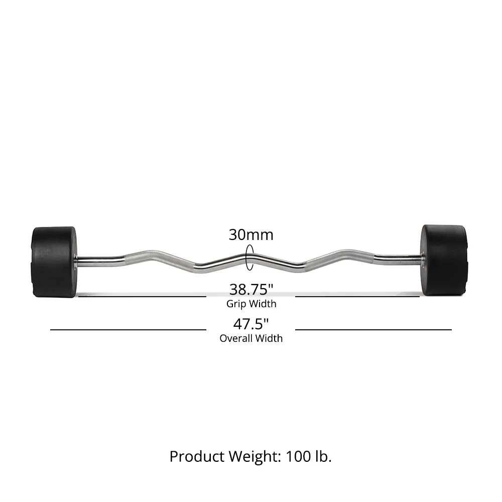 100 LB EZ Curl Fixed Urethane Barbell - Image 10