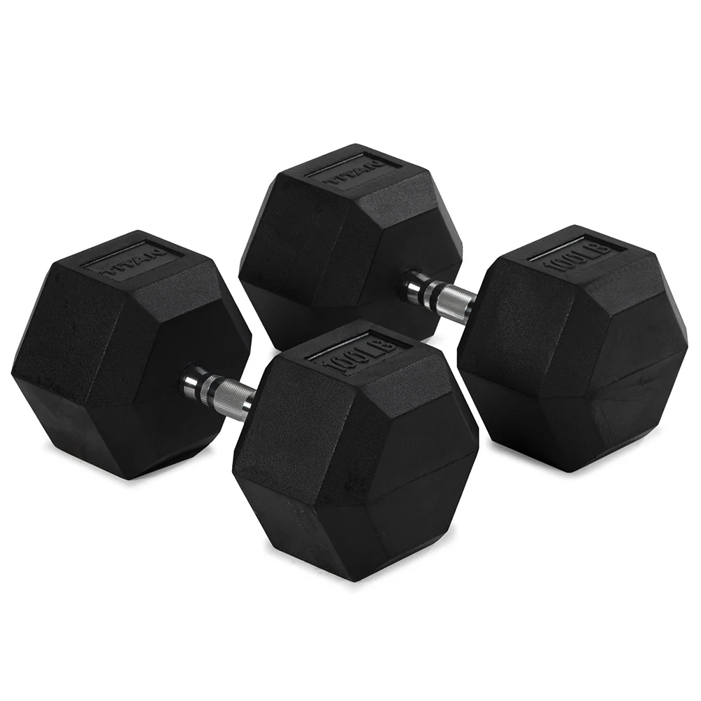 100 LB Rubber Hex Dumbbells