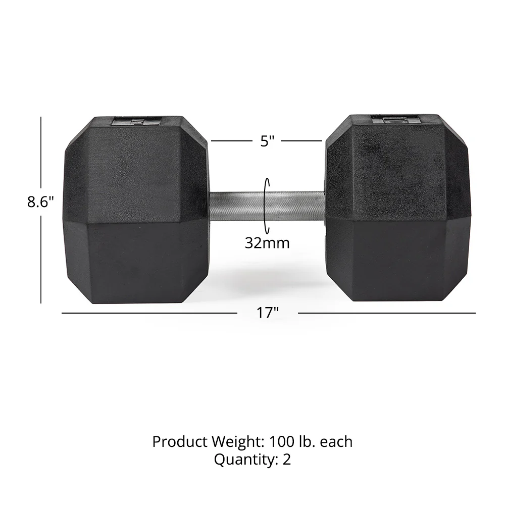 100 LB Straight Stainless Steel Hex Dumbbells - Image 6