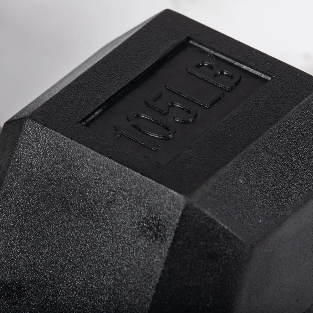 105 LB Straight Stainless Steel Hex Dumbbells - Image 3