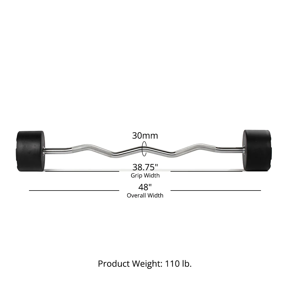 110 LB EZ Curl Fixed Urethane Barbell - Image 10
