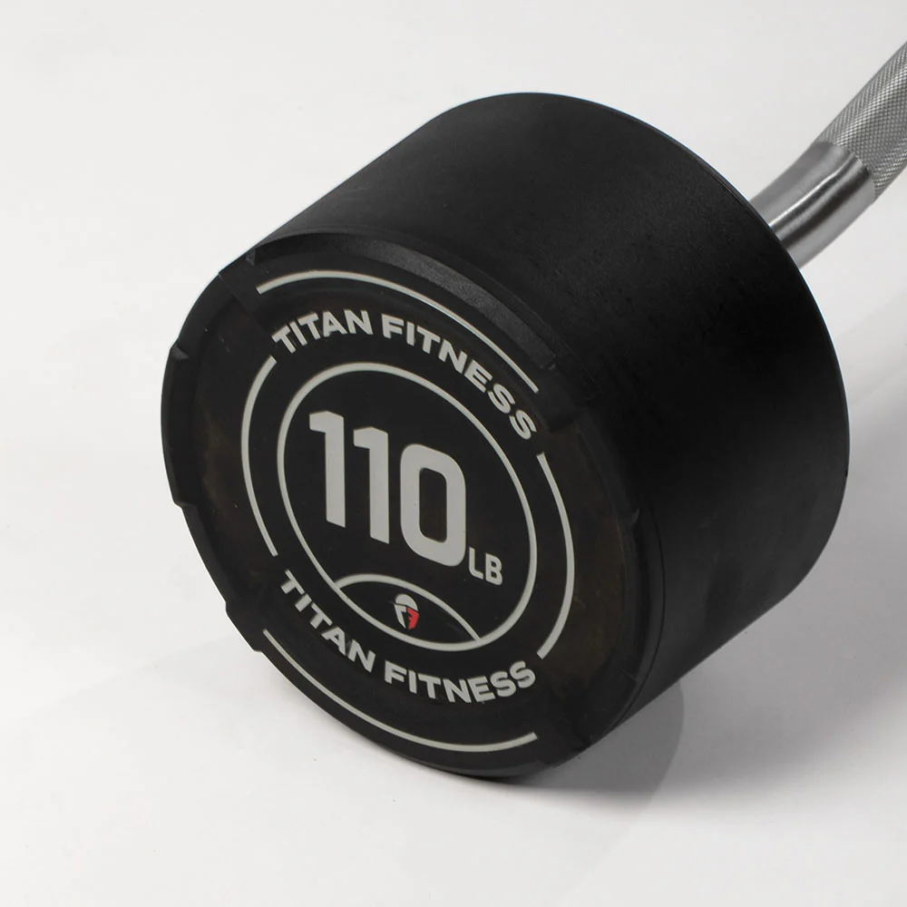 110 LB EZ Curl Fixed Urethane Barbell - Image 9