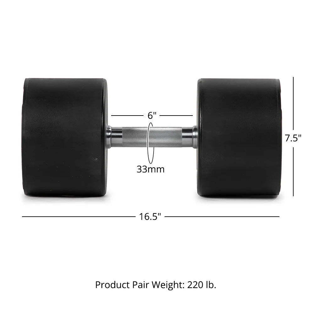 110 LB Pair Round Urethane Dumbbells - Image 8