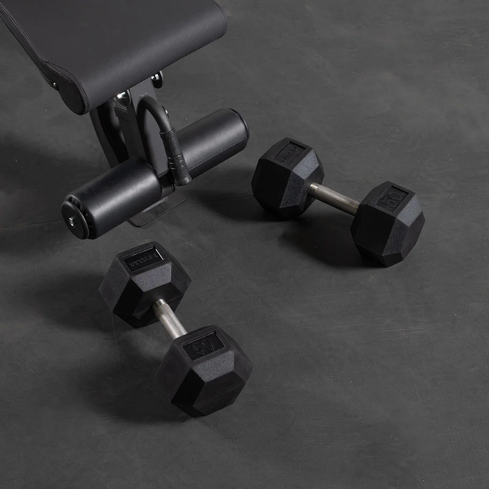 115 LB Straight Stainless Steel Hex Dumbbells - Image 2
