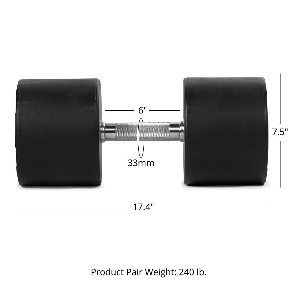 120 LB Pair Round Urethane Dumbbells - Image 8