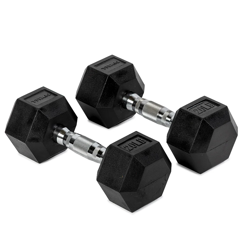 20 LB Rubber Hex Dumbbells