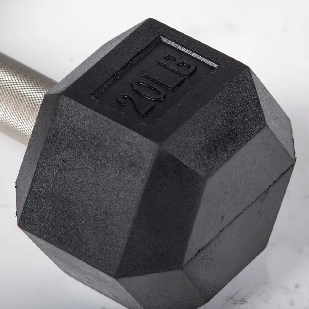 20 LB Straight Stainless Steel Hex Dumbbells - Image 3