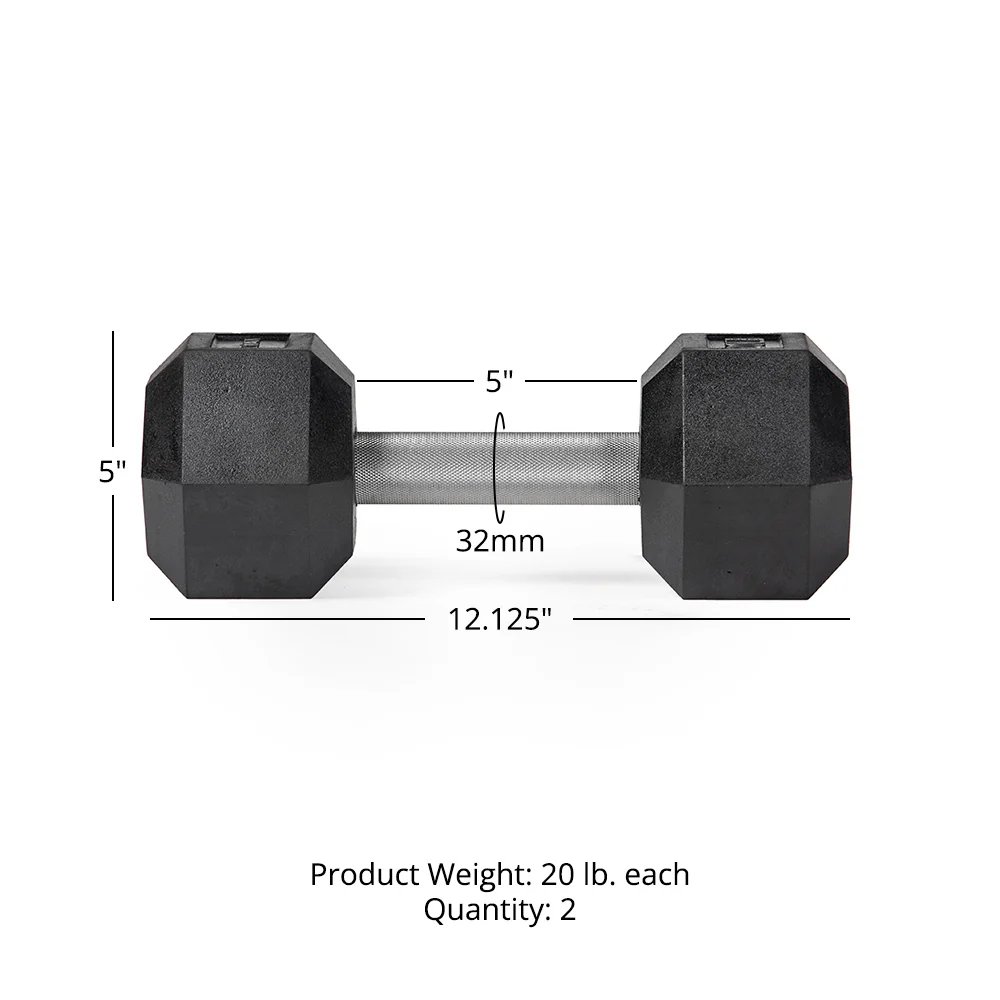 20 LB Straight Stainless Steel Hex Dumbbells - Image 6