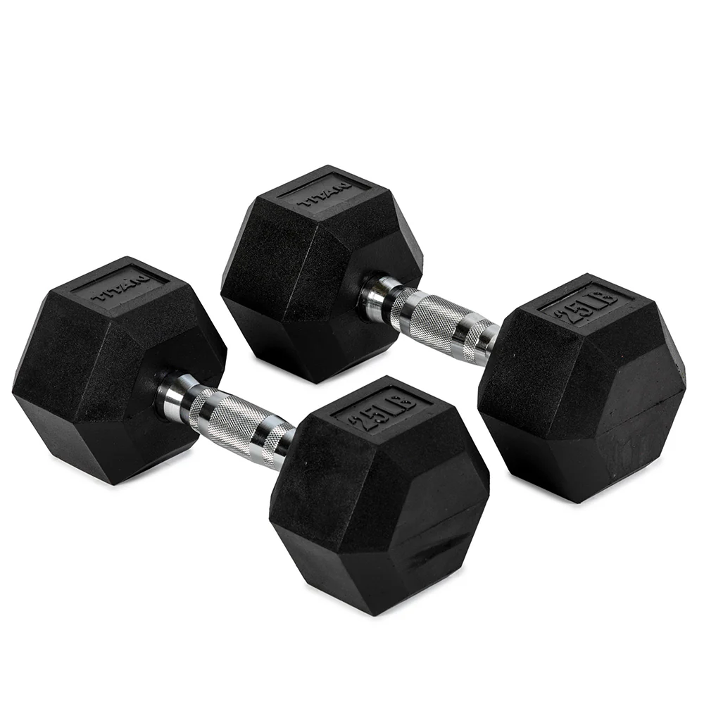 25 LB Rubber Hex Dumbbells