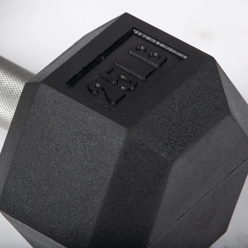 25 LB Straight Stainless Steel Hex Dumbbells - Image 3