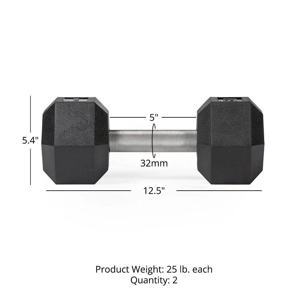 25 LB Straight Stainless Steel Hex Dumbbells - Image 6