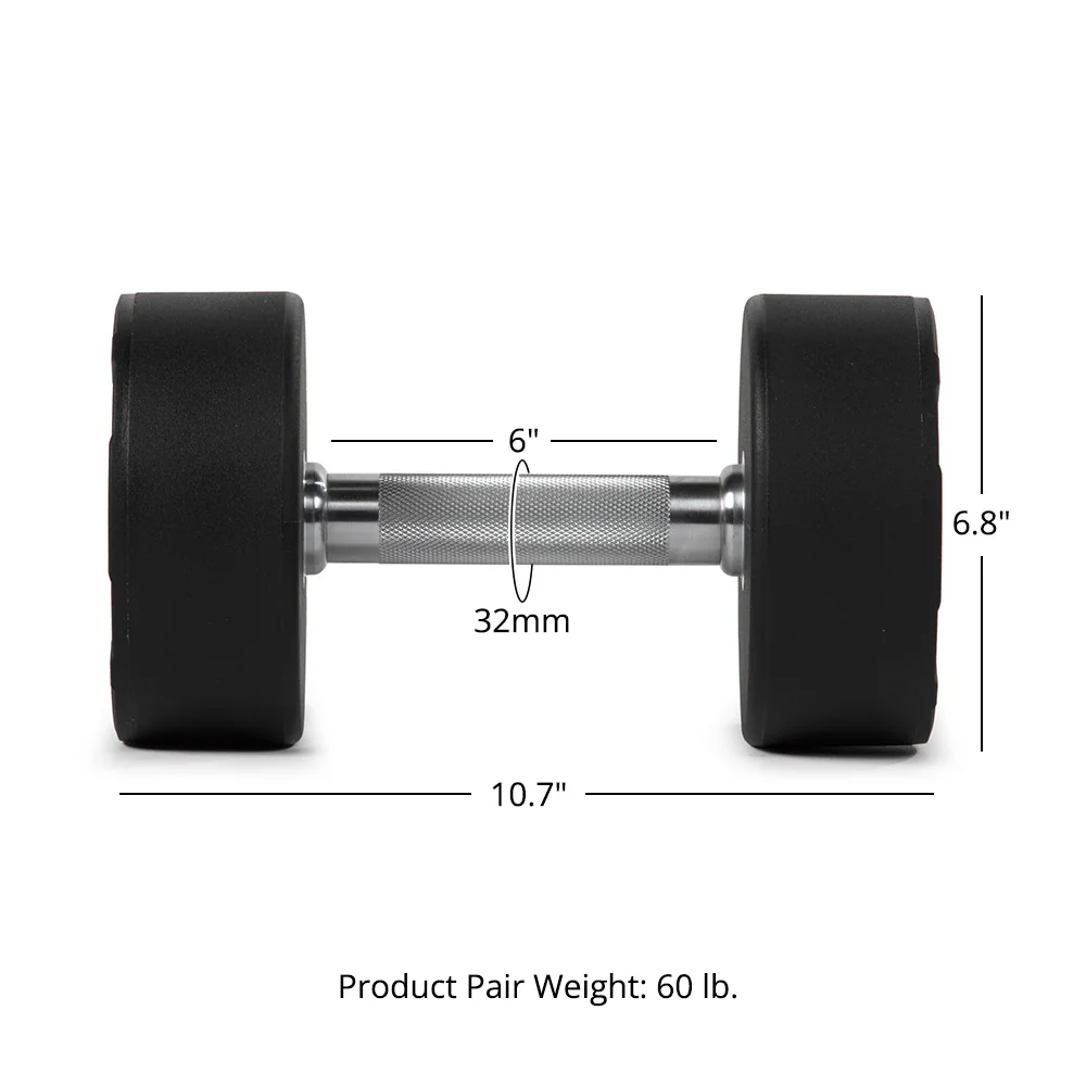 30 LB Pair Round Urethane Dumbbells - Image 8