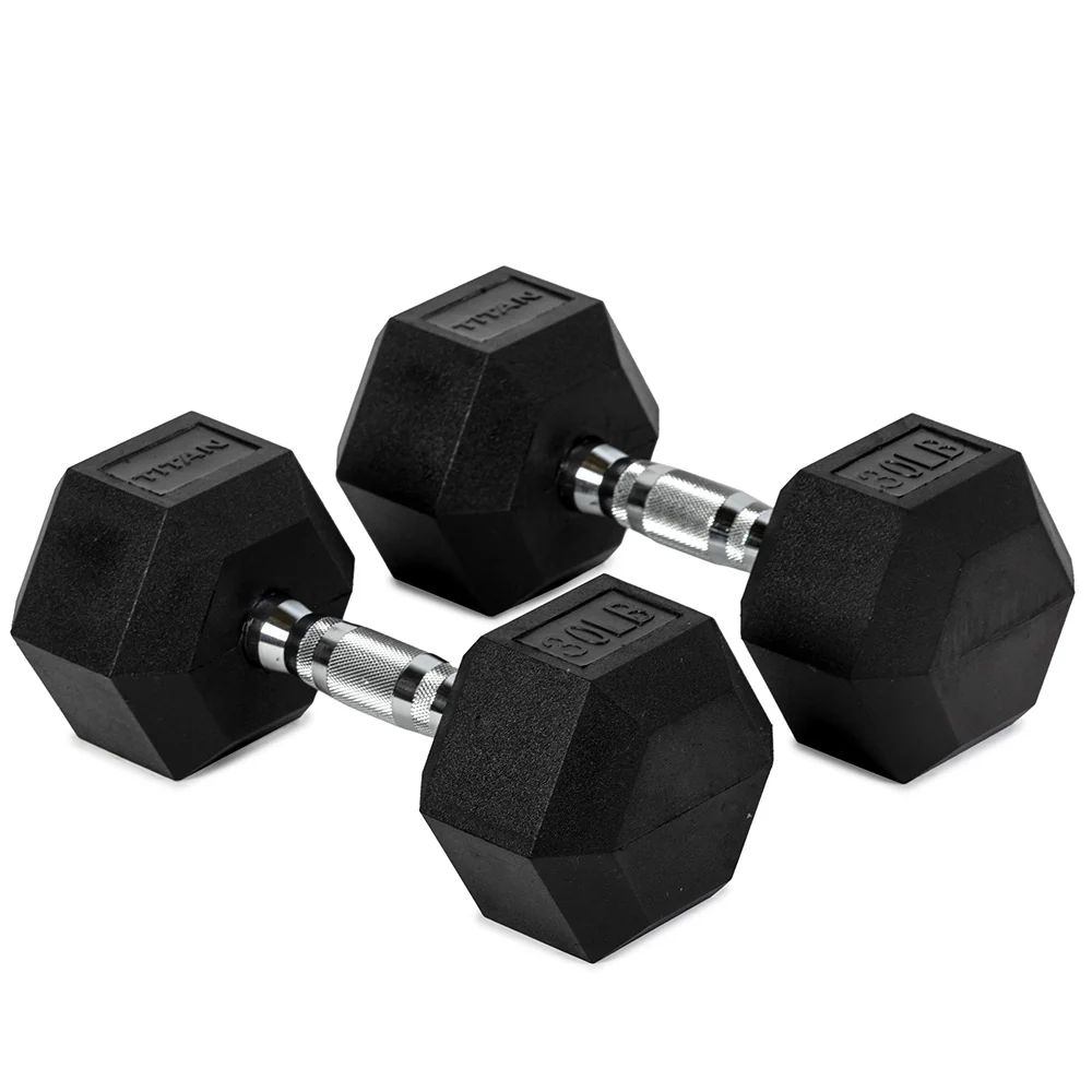30 LB Rubber Hex Dumbbells