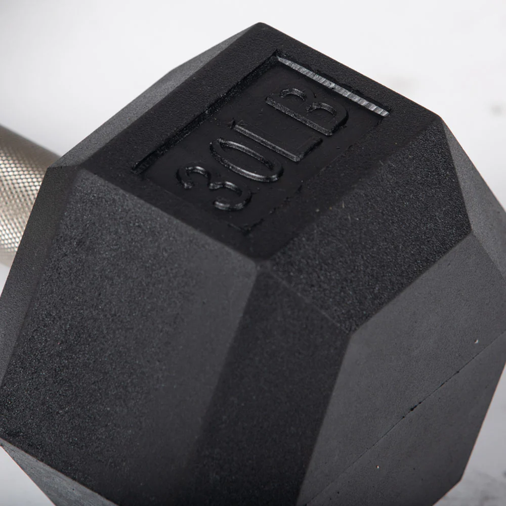 30 LB Straight Stainless Steel Hex Dumbbells - Image 3