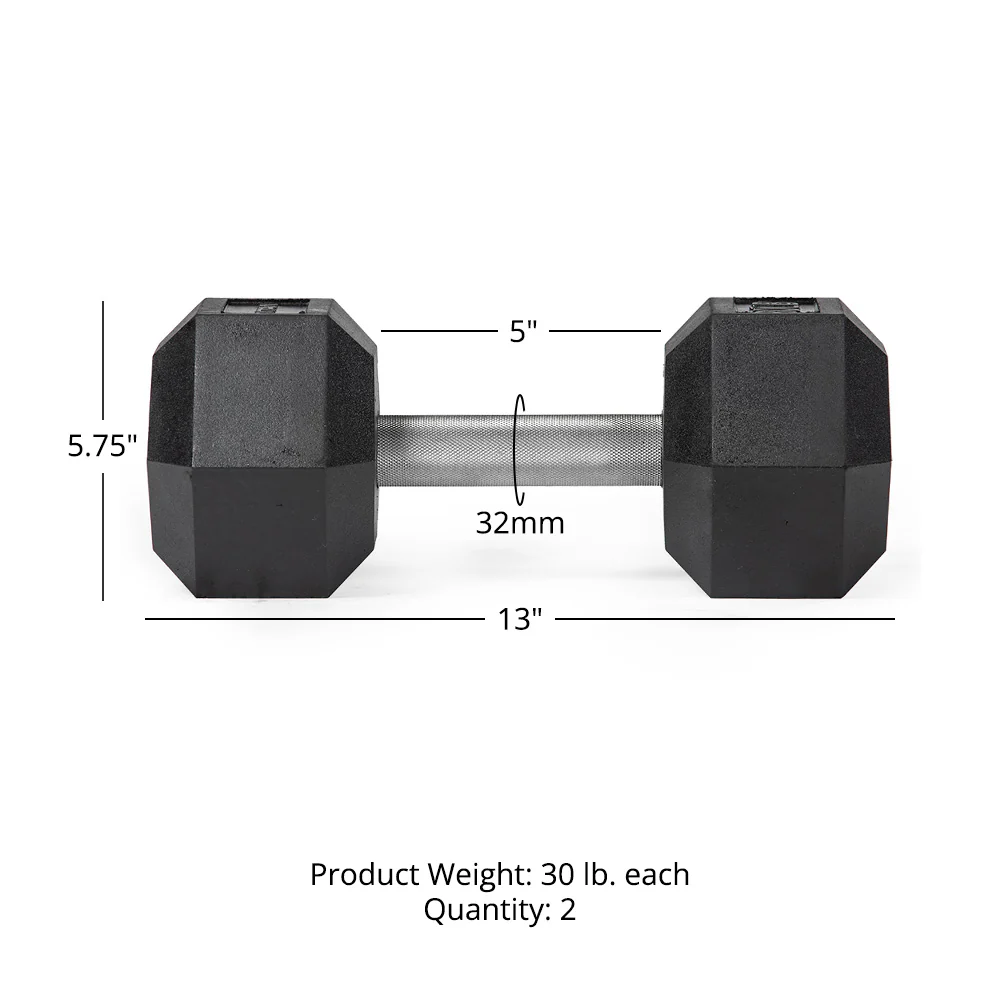30 LB Straight Stainless Steel Hex Dumbbells - Image 6