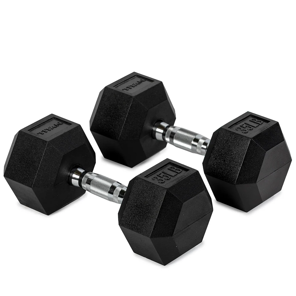 35 LB Rubber Hex Dumbbells