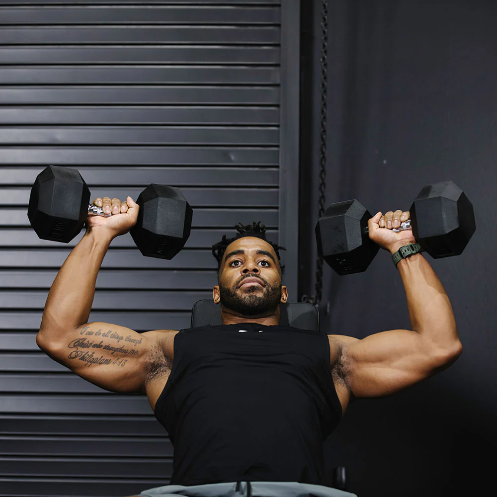35 LB Rubber Hex Dumbbells - Image 3