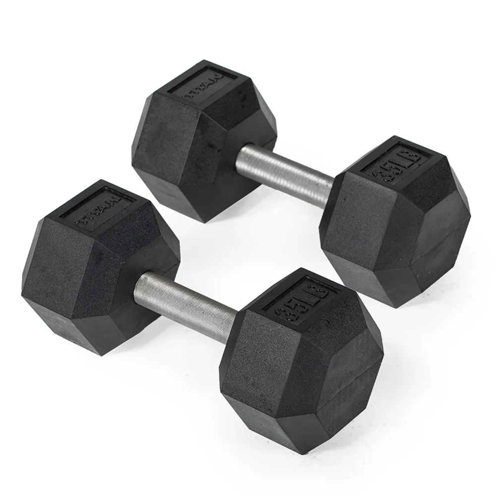35 LB Straight Stainless Steel Hex Dumbbells