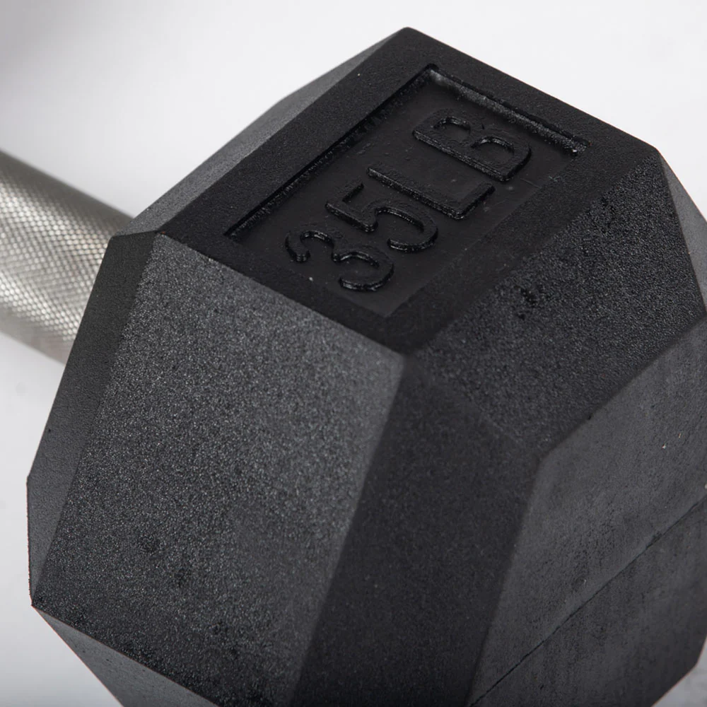 35 LB Straight Stainless Steel Hex Dumbbells - Image 3