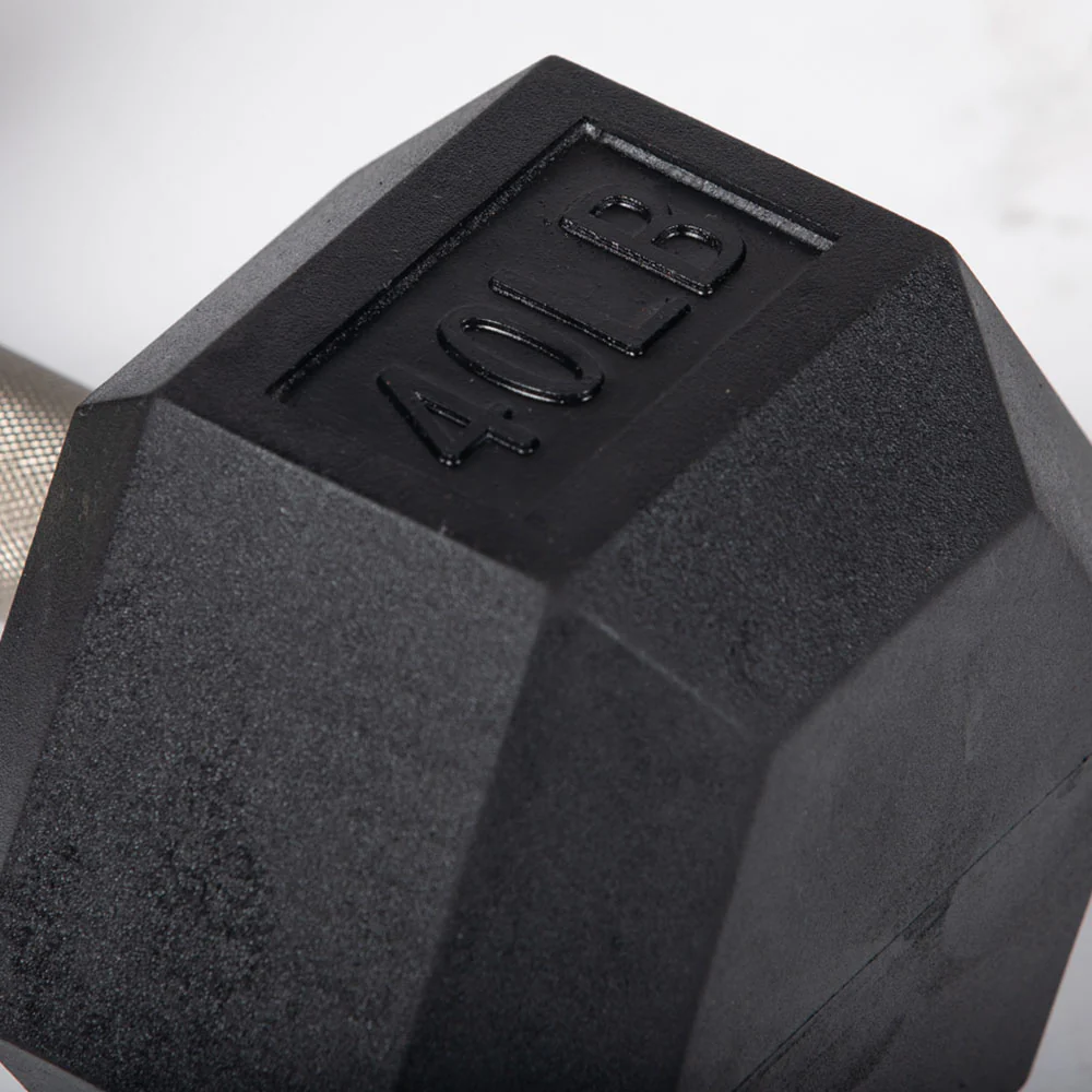 40 LB Straight Stainless Steel Hex Dumbbells - Image 3