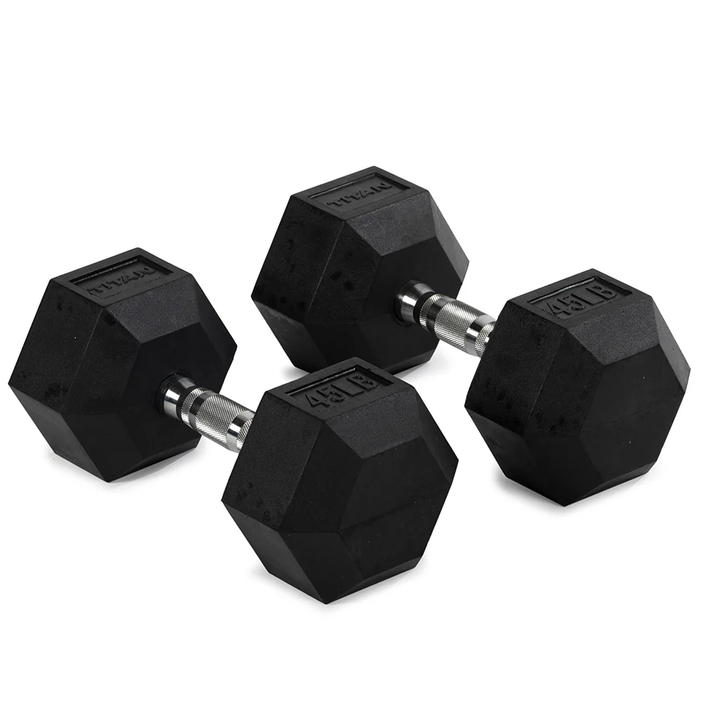 45 LB Rubber Hex Dumbbells