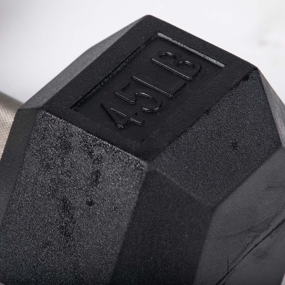 45 LB Straight Stainless Steel Hex Dumbbells - Image 3