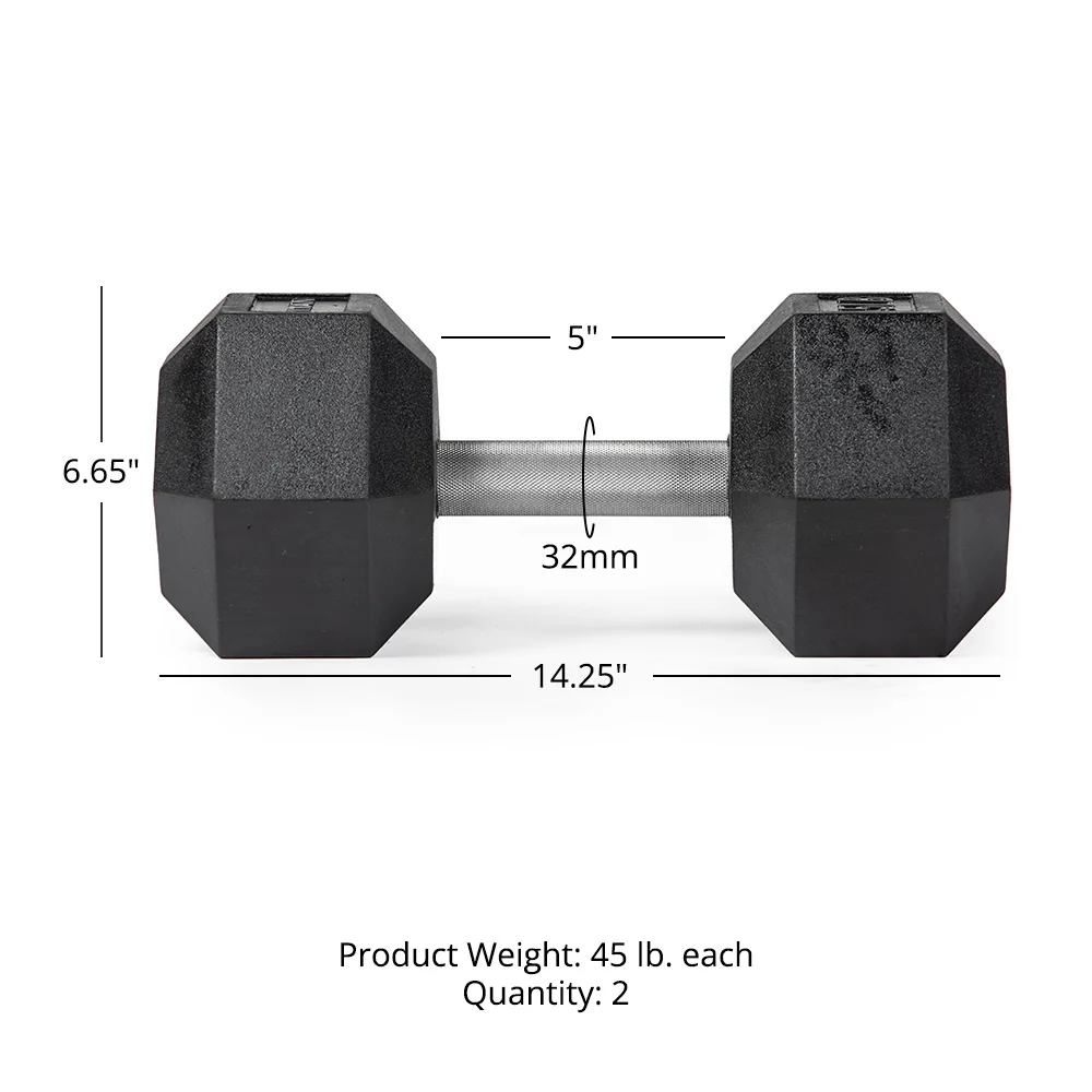 45 LB Straight Stainless Steel Hex Dumbbells - Image 6