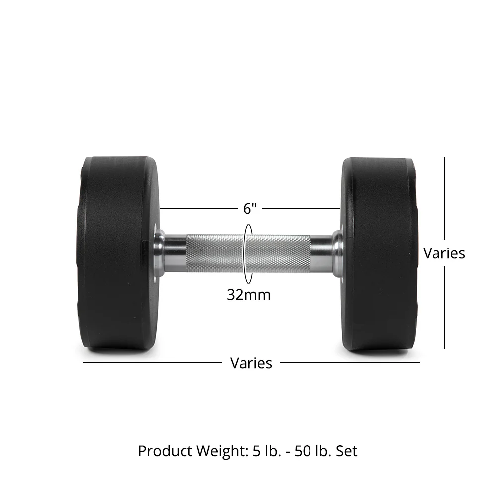 5 LB - 50 LB Set Round Urethane Dumbbells - Image 8