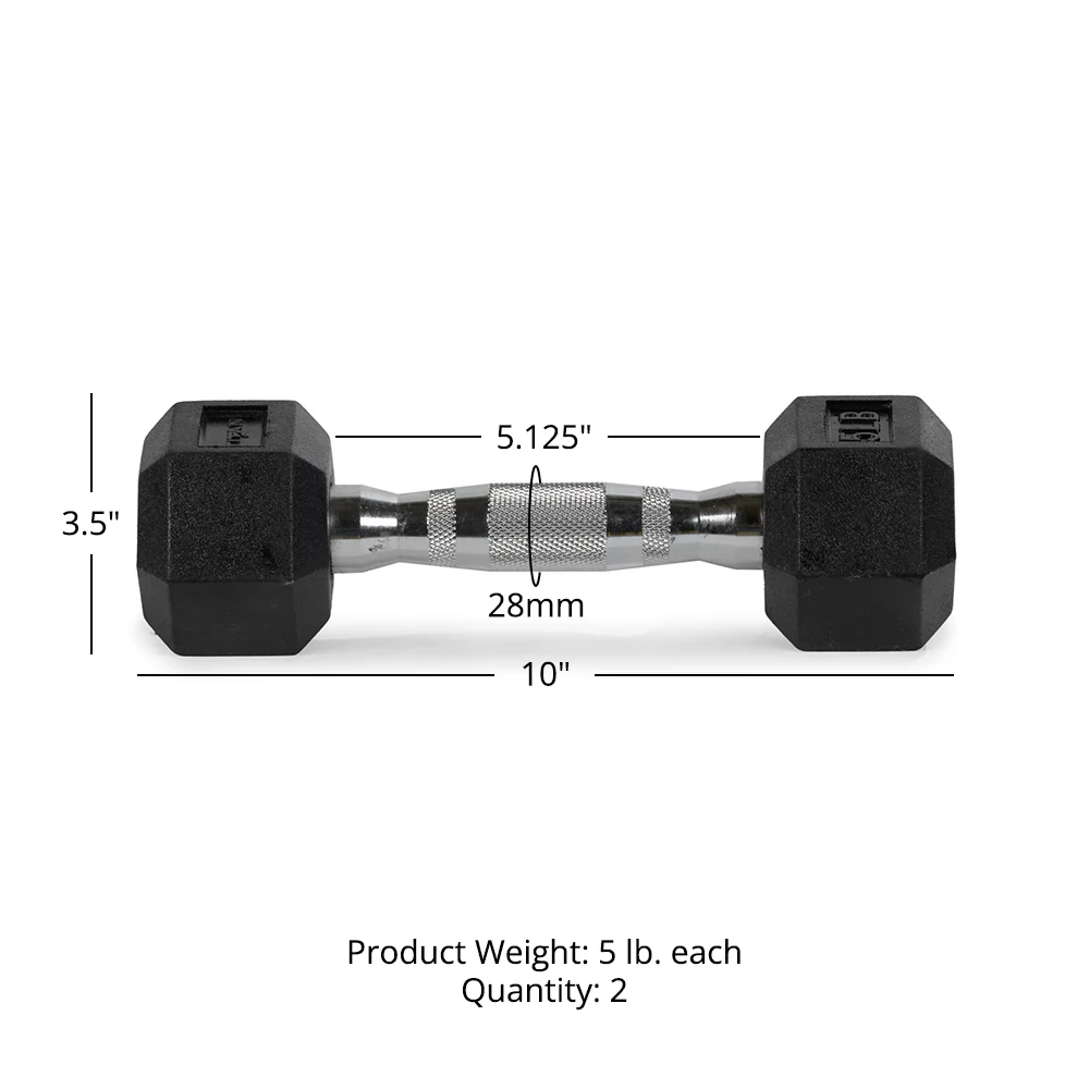 5 LB Rubber Hex Dumbbells - Image 7
