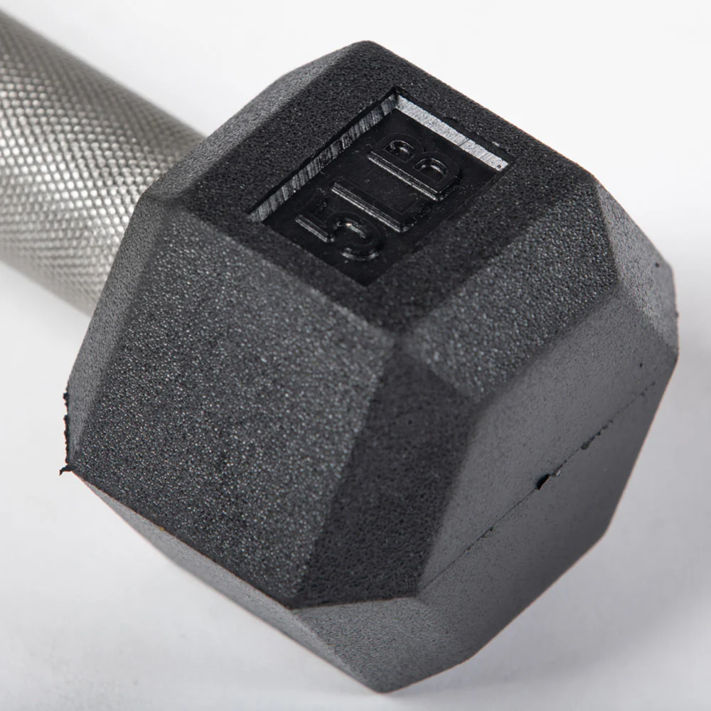 Scratch and Dent - 5 LB Straight Stainless Steel Hex Dumbbells - FINAL SALE - Image 3
