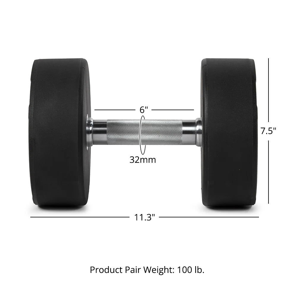 50 LB Pair Round Urethane Dumbbells - Image 8