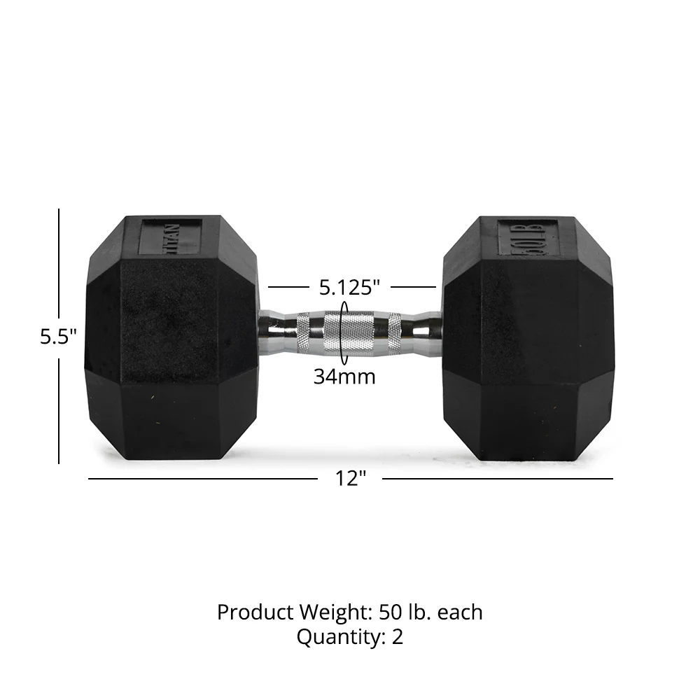 50 LB Rubber Hex Dumbbells - Image 7