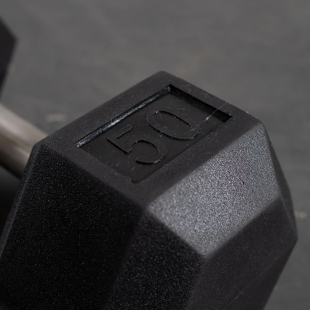 50 LB Straight Stainless Steel Hex Dumbbells - Image 3