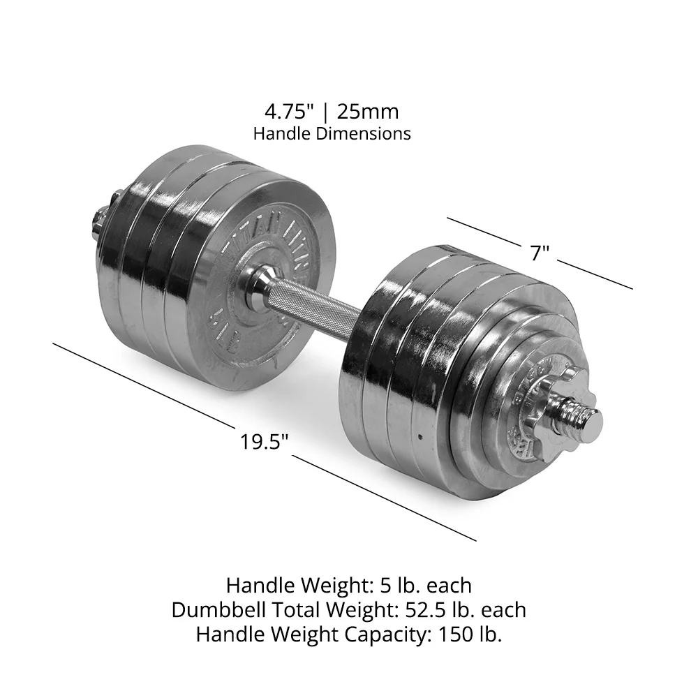 105 LB Set Adjustable Chrome Dumbbells - Image 8