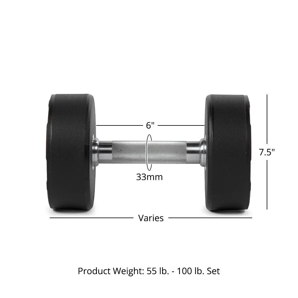 55 LB - 100 LB Set Round Urethane Dumbbells - Image 8