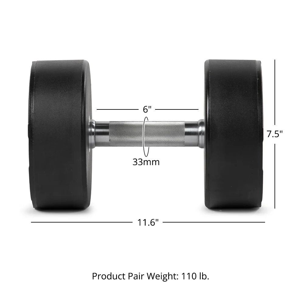 55 LB Pair Round Urethane Dumbbells - Image 8