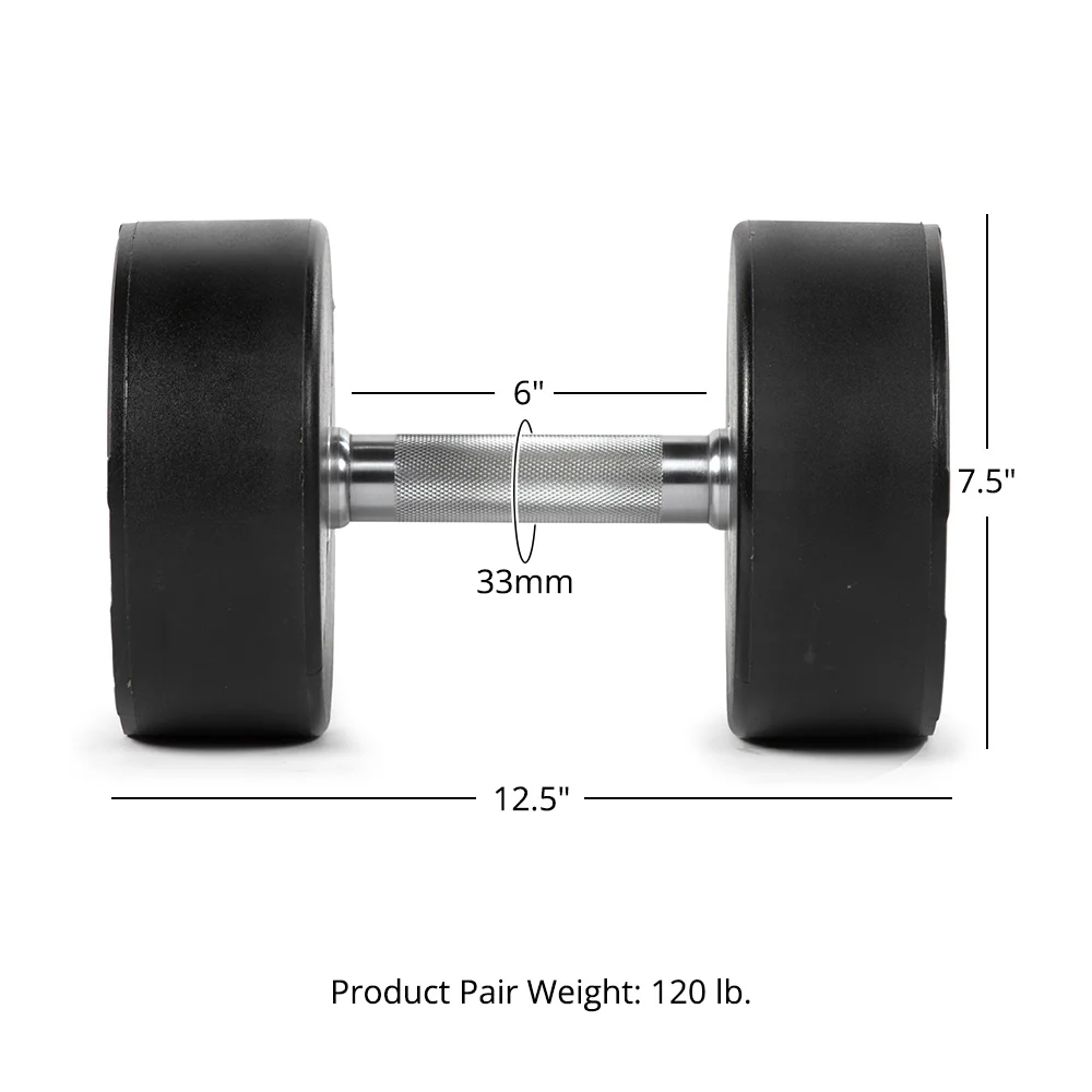 60 LB Pair Round Urethane Dumbbells - Image 8