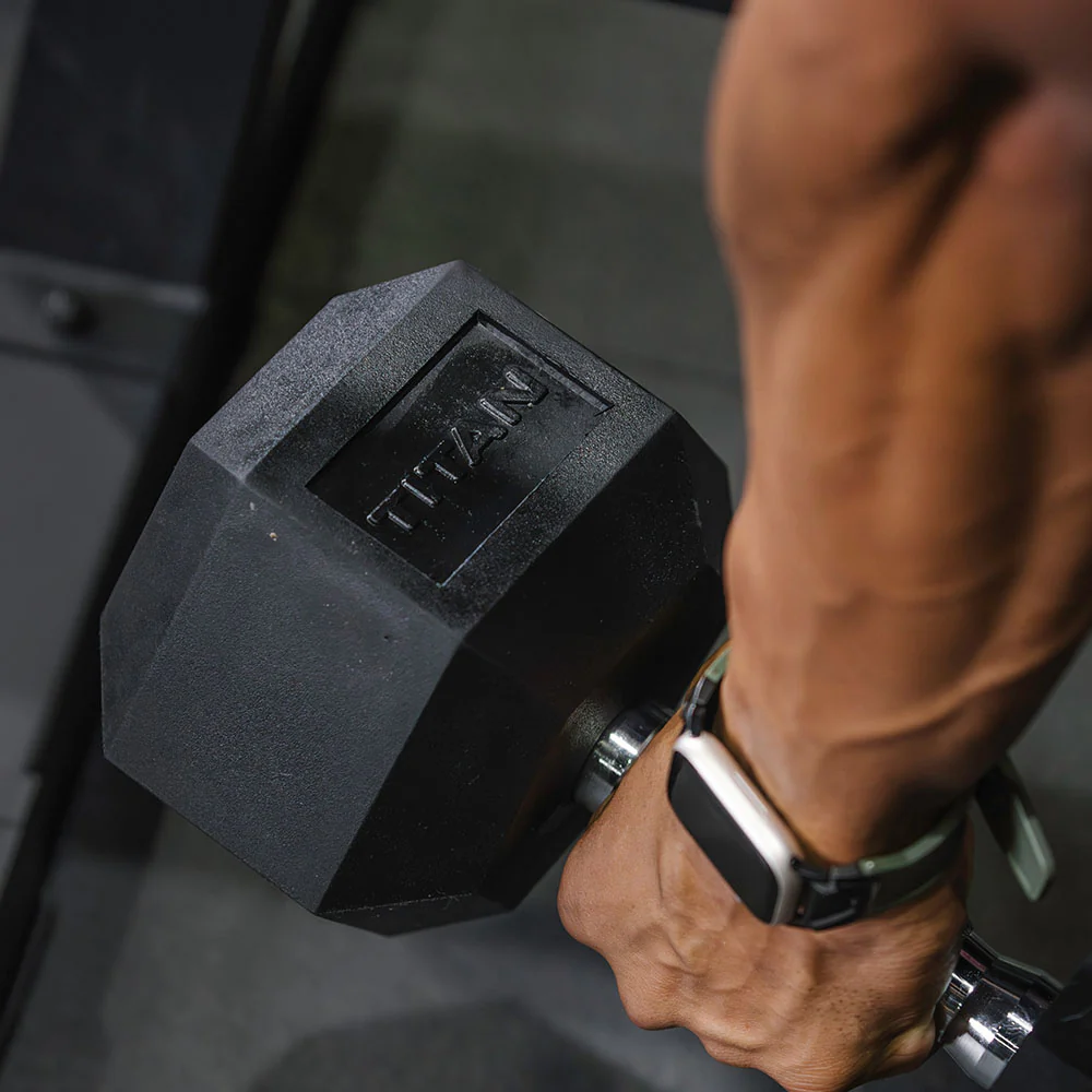 60 LB Rubber Hex Dumbbells - Image 6