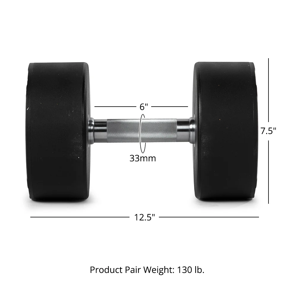 65 LB Pair Round Urethane Dumbbells - Image 8
