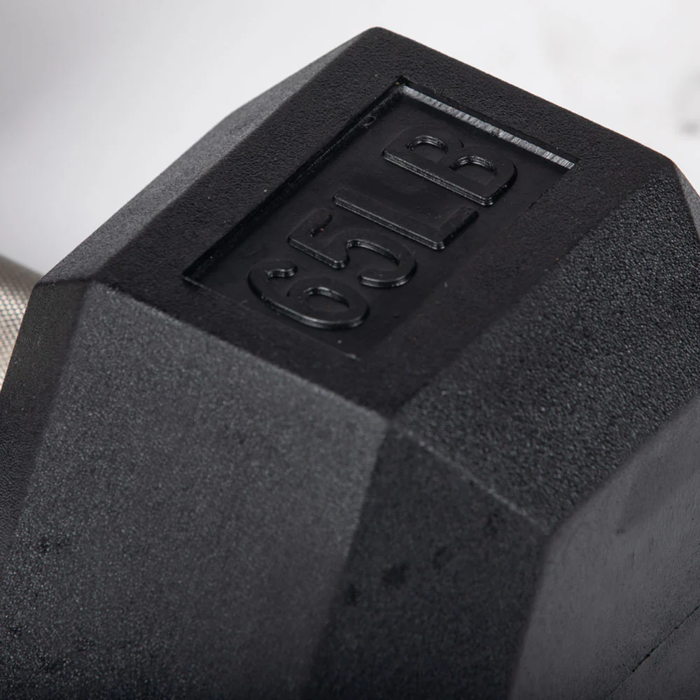 65 LB Straight Stainless Steel Hex Dumbbells - Image 3