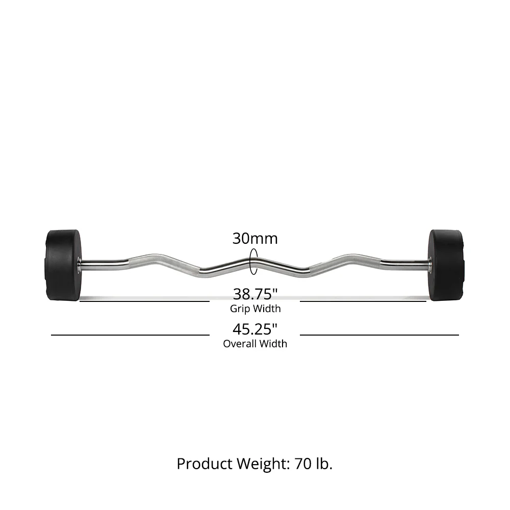 70 LB EZ Curl Fixed Urethane Barbell - Image 10