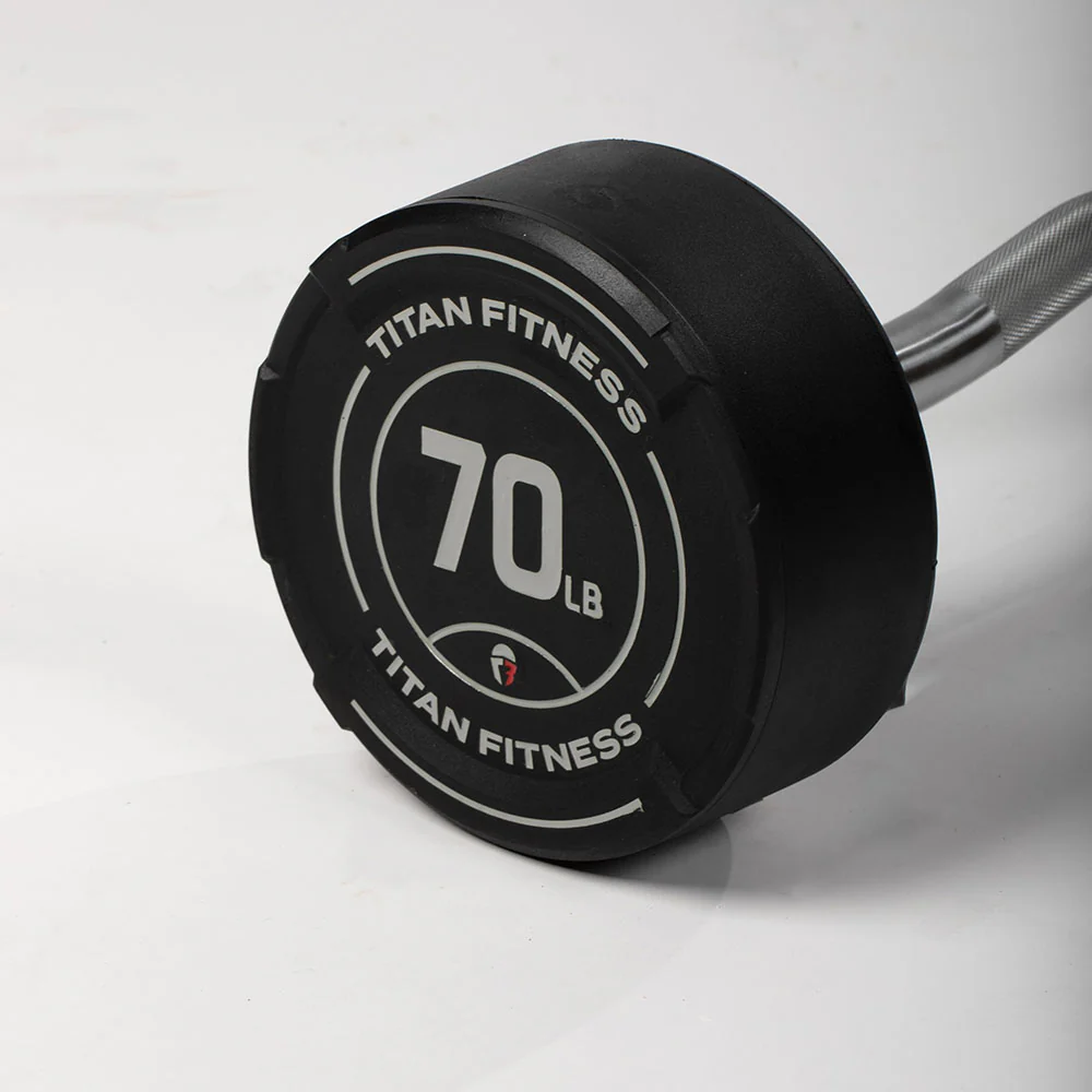 70 LB EZ Curl Fixed Urethane Barbell - Image 9