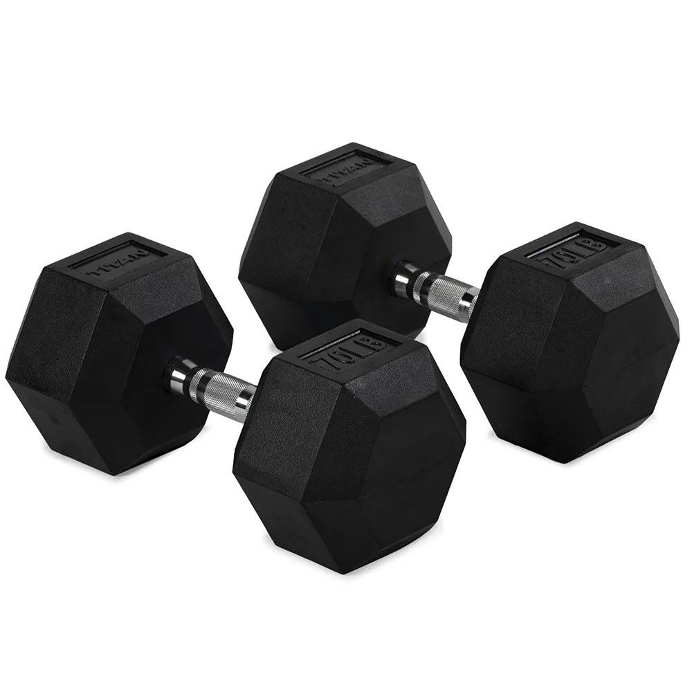 70 LB Rubber Hex Dumbbells