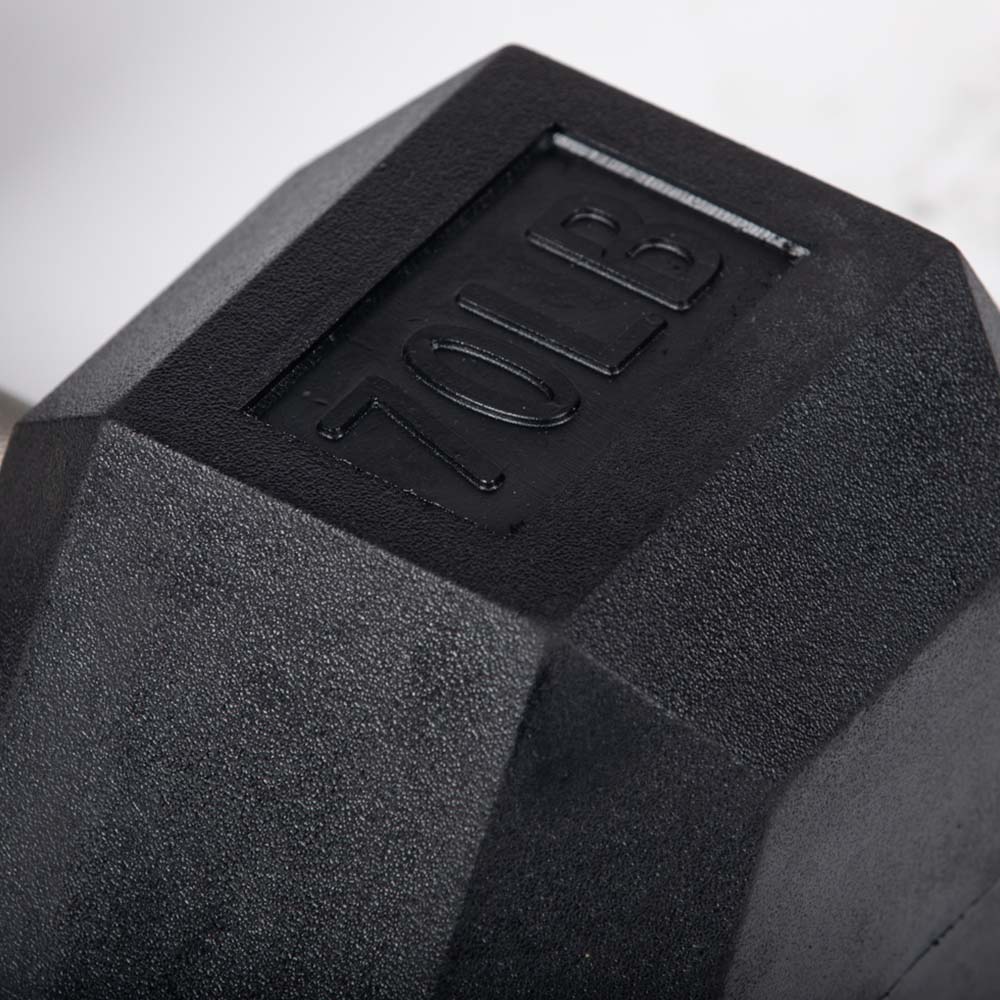 70 LB Straight Stainless Steel Hex Dumbbells - Image 3