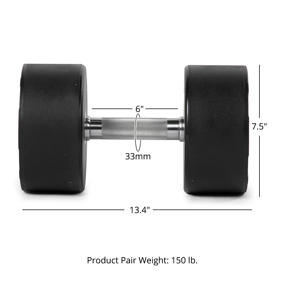 75 LB Pair Round Urethane Dumbbells - Image 8