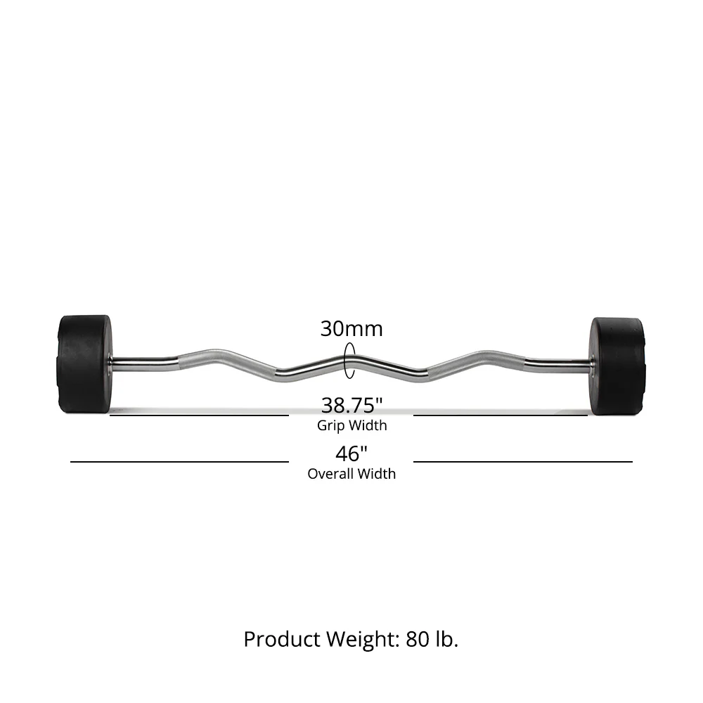 80 LB EZ Curl Fixed Urethane Barbell - Image 10