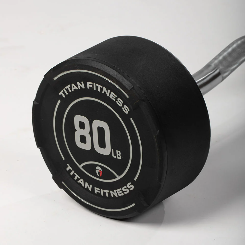 80 LB EZ Curl Fixed Urethane Barbell - Image 9